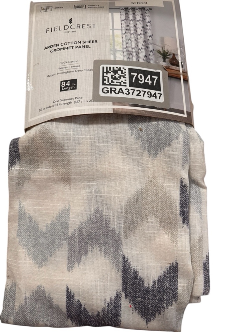 Fieldcrest Arden Cotton Sheer Grommet Panel - deep colbat 50x 84